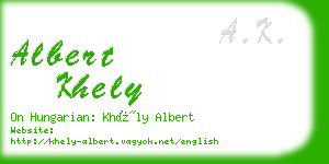 albert khely business card